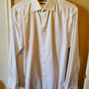 Murano Men's White Dress Shirt 100% Cotton Size 16/34, Slim Fit, No Iron